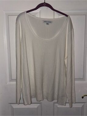 Amazon Essentials Women’s Plus 4X Ribbed Knit Scoop Neck Long Sleeve Top Ivory